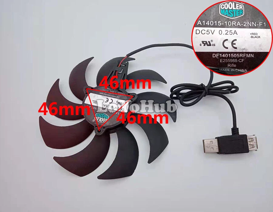 DF1401505RFMN A14015-10RA-2NN-F1 14CM 5V USB powered Notebook base cooling fan - Image 1 of 4
