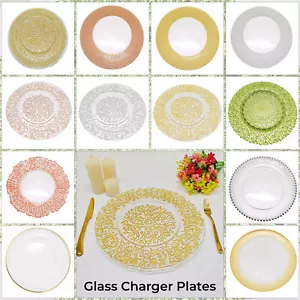 33cm Elegant Vintage Glas Ladegerät Teller für Hochzeit Events Tisch Essen Dekor - Bild 1 von 354