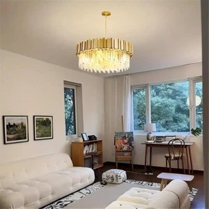 Modern Crystal Chandeliers LED Adjustable Light Color Ceiling Pendant Lights - Picture 1 of 10
