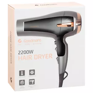 Secador de pelo Goodmans Secador de diseño elegante con 2 velocidades y 3 ajustes de calor 2200 W - Gris - Imagen 1 de 7