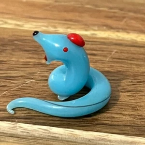 Kunst Glas SCHLANGE Figur Miniatur Handarbeit 1." Bunter blauer Wirbel- - Bild 1 von 8