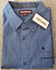 CODY JAMES SHIRT BLUE BLACK PLAID LONG SLEEVES EMBROIDERED SIZE 2XL - Bild 1 von 7