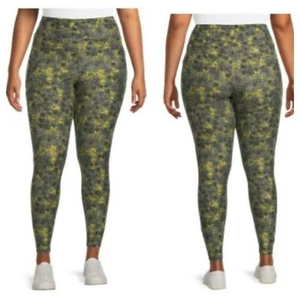Terra & Sky Womens 0X (14W) Green High Rise Sueded Floral Leggings NWT - Picture 1 of 5