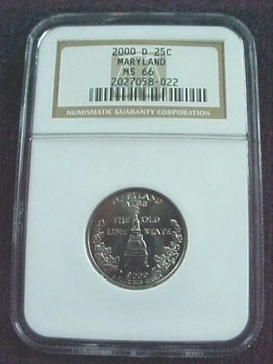 2000 D MARYLAND  STATE QUARTER NGC  MS 66 - Image 1 of 3