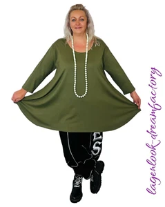 A-line layered look Long bell Basic Shirt Tunic Jersey 44 46 48 50 52 54 56 58 - Picture 1 of 5