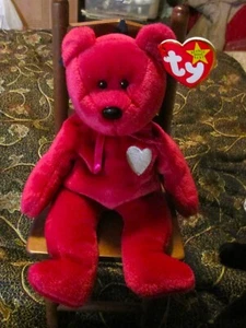 Ty Beanie Babies Valentina red bear February 14 1998 tag error - Picture 1 of 6
