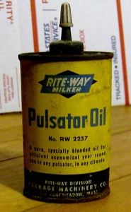 Pulsador vintage años 50 RITE-WAY MILKER ACEITE práctico engrasador lata WEST SPRINGFIELD MA - Imagen 1 de 2