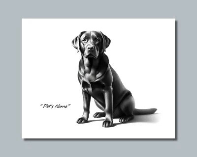 Personalized BLACK Lab LABRADOR Pet Photo YOUR DOG NAME Picture 8x10 11x14 (P7) - Image 1 of 4