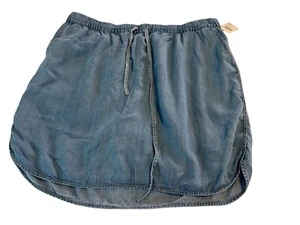 Cato Casual Medium Wash Denim Jean Skort Skirt Drawstring Waist  plus 22-24 BBW - Picture 1 of 17