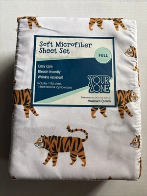 Your Zone Full Microfiber Sheet Set - Tiger Print Animal Jungle Kids - Image 1 of 2