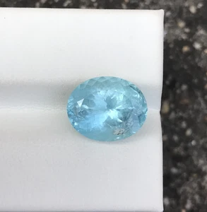 Acquamarina blu naturale perfetta pietra preziosa taglio ovale incredibile buon colore 6,70 carati - Foto 1 di 7