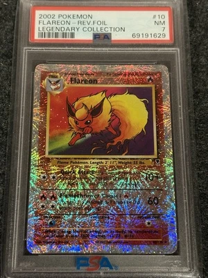 2002 POKEMON LEGENDARY COLLECTION #10 FLAREON-REVERSE FOIL PSA 7 - Image 1 of 2
