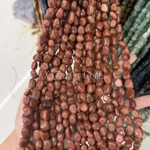 Cuentas de piedra dorada pepita de guijarros lisos irregulares de alta calidad para hacer joyas - Imagen 1 de 6