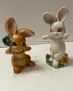 Entzückende MCM Vintage anthropomorphe Hase Kaninchen Salz und Pfefferstreuer Japan - Bild 1 von 6