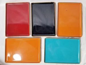 Melamina colorata vintage Viking MCM? Set 5 vassoi per bevande bar hostess retrò Giappone - Foto 1 di 7