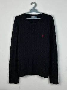 Polo Ralph Lauren Luxus Schwarz Chanky Strick Schwer Pullover Gr. L - Bild 1 von 7