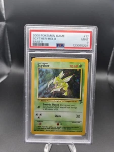 PSA 9 Scyther Holo Base 2 #17 Pokemon TCG 2000 SWIRL - Picture 1 of 6