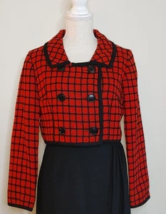 Vintage Red Suit Jacket Jackie O 1950's Short Wool? Don Sophisticates Lined - Picture 1 of 10
