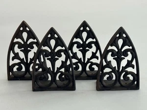 4er Set gotische Gusseisen ~ Klammern Türstopper Buchstützen ~ Dombogenform - Bild 1 von 8