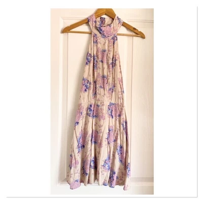 Angel Biba Pink Floral Halter Dress 12 - image 1 of 4
