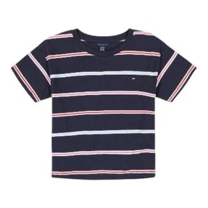 Tommy Hilfiger Big Girls Short Sleeve Multi-Stripe Boxy T-shirt Blue Medium 8/10 - Picture 1 of 1