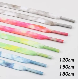 Tie-dyed Flat Shoelaces Sneaker Trainer Shoe Laces 9 Colours 120 150 180 cm - Picture 1 of 17