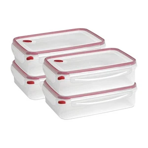 Sterilite Ultra Seal 16 Cup Rectangular Food Storage Containers, Red (4 Pack) - Picture 1 of 11