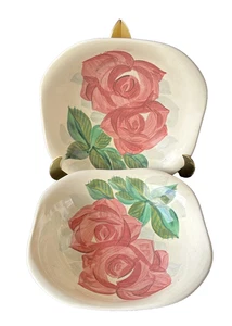 "Juego de 2 ensaladeras vintage para servir verduras Lexington Rose Red Wing Pottery 9""" - Imagen 1 de 9