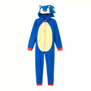 New Boys Sonic the Hedgehog Hooded Blanket Sleeper 4 6 8 10 - Picture 1 of 3