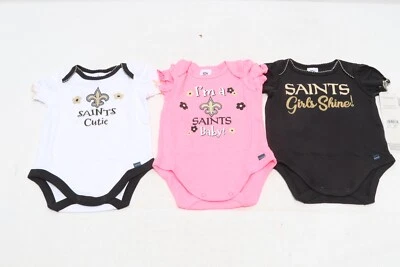 NFL New Orleans Saints Gerber Baby Girls'  3 Pack Short Sleeve Onesie 0-3M - Image 1 of 4