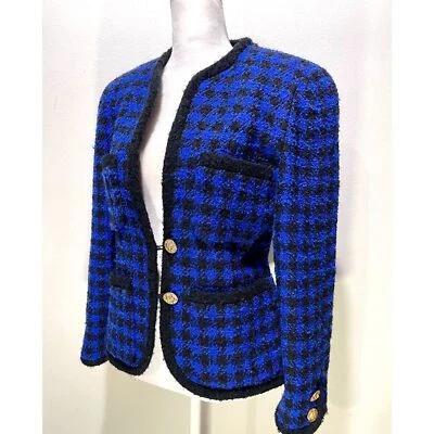 Jaqueta de lã JH Collectibles vintage clássica azul royal academia feminina de negócios 4 - Imagem 1 de 4