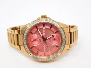 Citizen Eco Drive Damenuhr FD300358X Weekender Roségold Rosa Ziffernblatt Kristalle - Bild 1 von 9