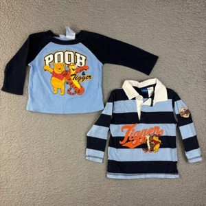 Vintage Disney Winnie the Pooh Tigger 3T Rugby Waffle Knit Lot of 2 l/s Shirts - Picture 1 of 17
