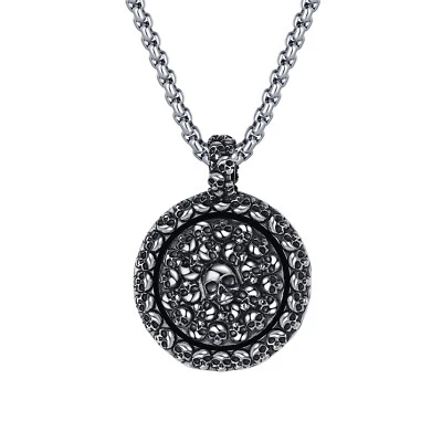 Collar colgante de calavera de motociclista gótico para hombre cadena de acero inoxidable regalo de plata 22" Foto 1 de 4