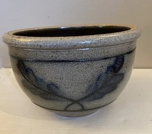 Rowe Pottery Works Hand Crafted Salt Glaze Stoneware 8” Bowl Floral 1986 - Picture 1 of 10