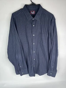 UNTUCKIT Size XXL Men’s Navy Blue White Striped Button Front Shirt Thick Cotton - Picture 1 of 7