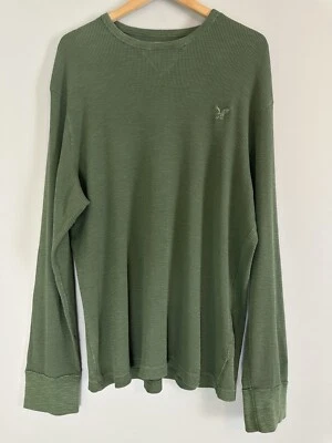 American Eagle Waffle Knit Thermal Long Sleeve Shirt Green Men’s XL Casual - Image 1 of 4