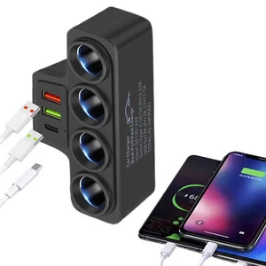 Cigarette igniter Socket Splitter 12V 24V Outlet Charge Adapter 3USB Charger Car - Photo 1 sur 12