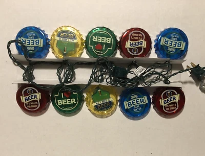 Juego de 10 luces de tapa de botella de cerveza multicolor Happy Hour cadena de luces Wembley Foto 1 de 4