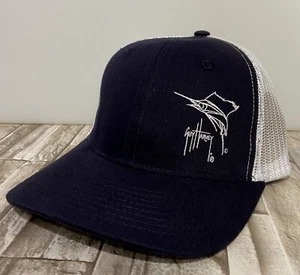SOMBRERO TRASERO DE MALLA GUY HARVEY BORDADO PEZ VELA camionero béisbol AZUL MARINO UNA TALLA - Imagen 1 de 5
