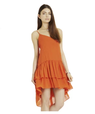 BCBGeneration Orange Dress Size Medium High Low Hot Coral NWT - Image 1 of 4