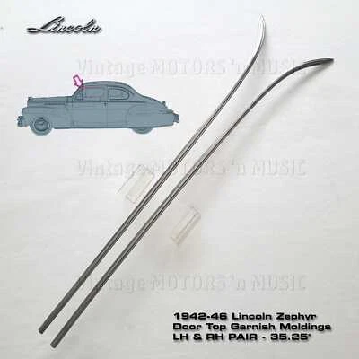 Lincoln serie 66-H 1942-1946 2 puertas puerta delantera decoración superior moldura L & R par Foto 1 de 4