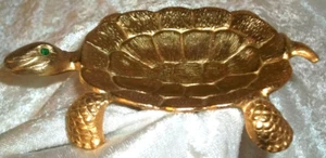 Jabonera vintage Polly Bergen espejo dorado Brite metal tortuga joyería baratija - Imagen 1 de 12