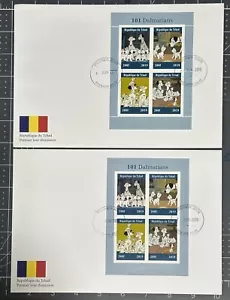 Chad 2019 (2 FDC) 101 Dalmatians Dogs (PERF. + IMPERF.) Disney Stamps - Picture 1 of 3