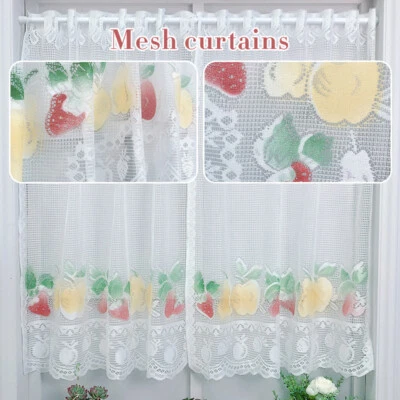 Cortina de ventana bordada de frutas de encaje cortina de puerta divisoria media cortina pantalla. Foto 1 de 4