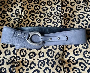 Avión Taupe Grey Nubuck Suede Leather 80s Style Waist Belt 85cm 32” 14 NWOT - Picture 1 of 8