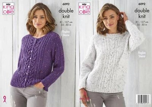 KIng Cole 6092 Knitting Pattern Womens Sweater Cardigan in Big Value Tweed DK - Picture 1 of 1