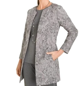 Chico's Travelers Collection Jacket Women's 12/14 Gray Boho Event Classic Modern - Picture 1 of 24