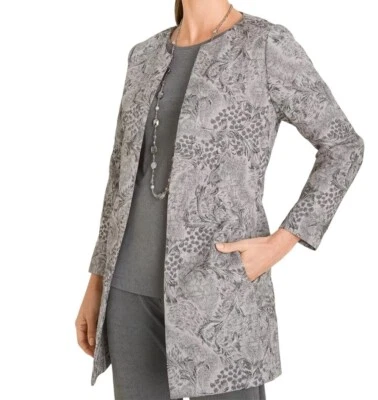 Chico's Travelers Collection Jacket Women's 12/14 Gray Boho Event Classic Modern - Image 1 of 4