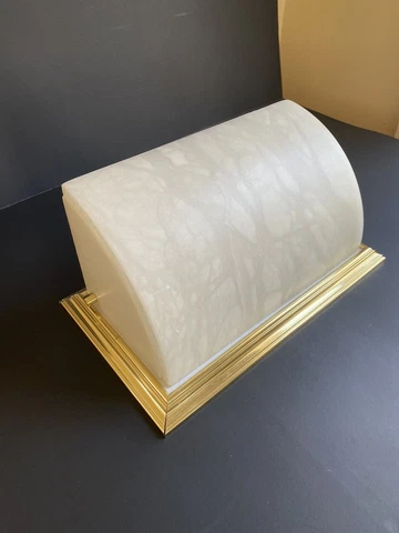 Vintage Lightolier Alabaster & Brass Wall Sconce Light Cover